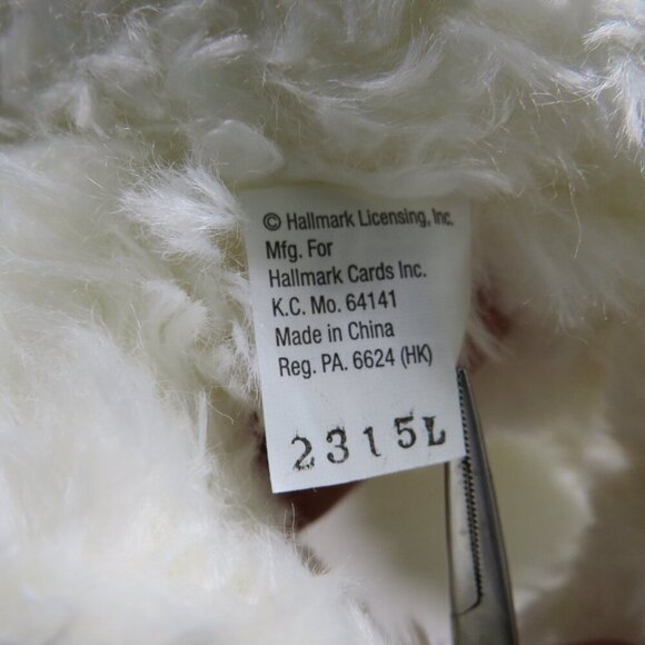 Hallmark white teddy bear with red gingham bow Sits By Self Weighted 13oz - Picture 7 of 11